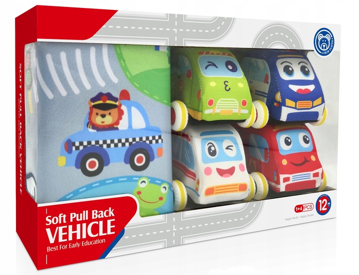 Pluszowe AUTKA miękkie z napędem 4 auta MATA PODKŁADKA ulice TORBA