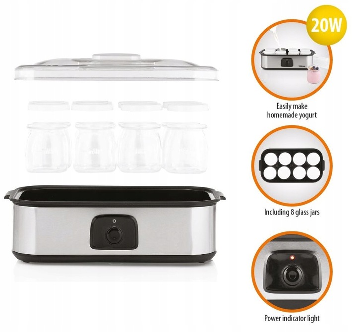 Jogurtownica ZRÓB SOBIE JOGURT DOMOWY x 8 słoiczków bądź i żyj FIT zdrowo