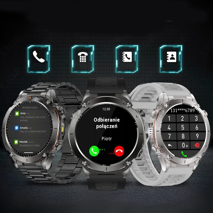 SMARTWATCH MĘSKI ZEGAREK GPS 730 MAH KOMPAS ROZMOWY LATARKA AMOLED PL