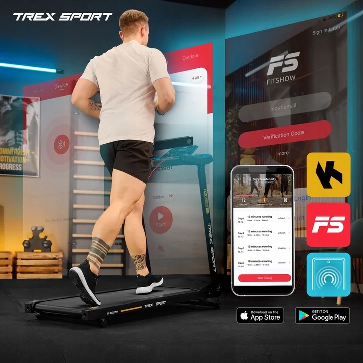 Bieżnia elektryczna składana domowa treningowa kąt nachylenia Trex Sport