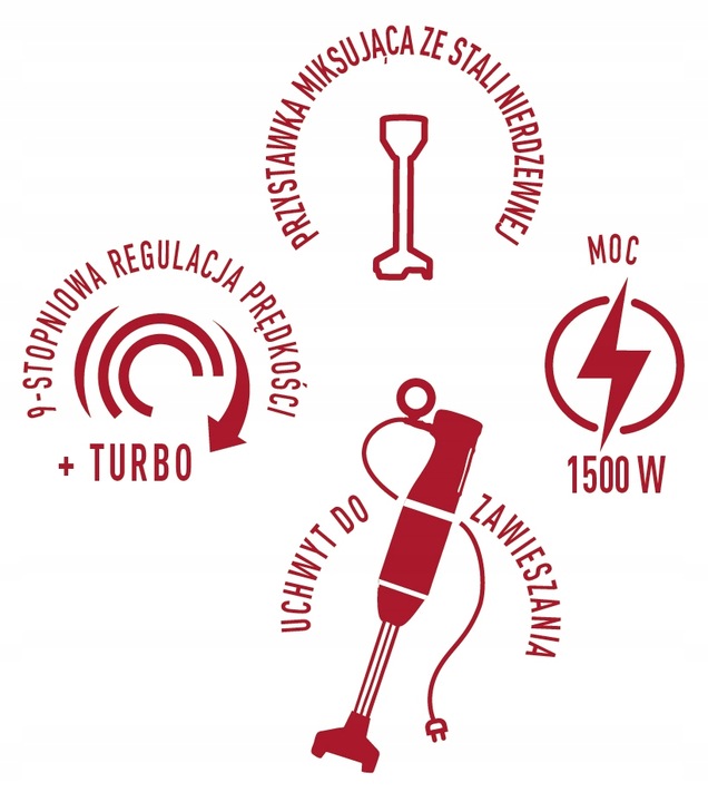 Blender ręczny srebrny/szary inox MPM MBL-33M