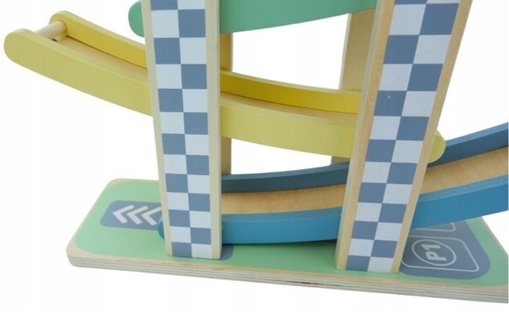MERKAN Zestaw Drewniana Zjeżdżalnia Tor Dla Samochodzików 4 Piętra