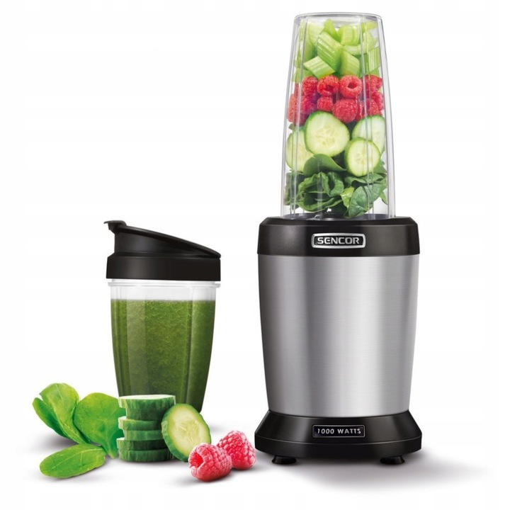 Nutri blender kielichowy 1000W 2 BUTELKI 800ml/1L srebrny Sencor SNB4302SS