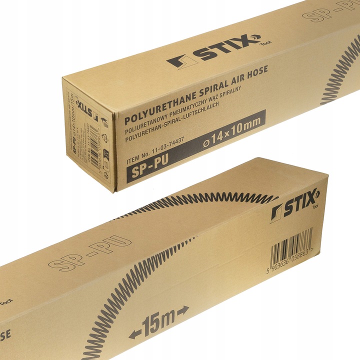 WĄŻ PRZEWÓD SPIRALNY PNEUMATYCZNY POLIURETANOWY 14x10 mm 15 m SP-PU STIX