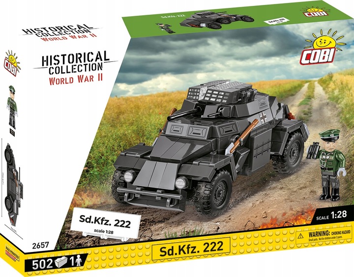 Klocki COBI 2657 Sd.Kfz.222 lekki pojazd niemiecki bojowy siły zwiadowcze