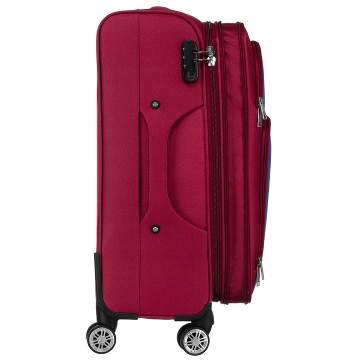 Duża walizka z wytrzymałej tkaniny poliestrowej w czerwono-niebieskim kolor