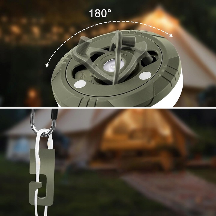 OŚWIETLENIE NAMIOTU KEMPINGOWEGO LED CIEPŁE ŚWIATŁO + BIAŁE ŚWIATŁO 1800MAH