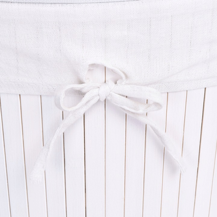 KOSZ POJEMNIK NA PRANIE BIELIZNĘ BAMBUSOWY NAROŻNY BIAŁY ŁAZIENKOWY 60L