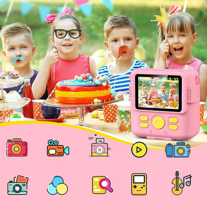 APARAT NATYCHMIASTOWY DLA DZIECI DZIECKA Z KARTA 32GB + KOLOROWYMI PISAKAMI