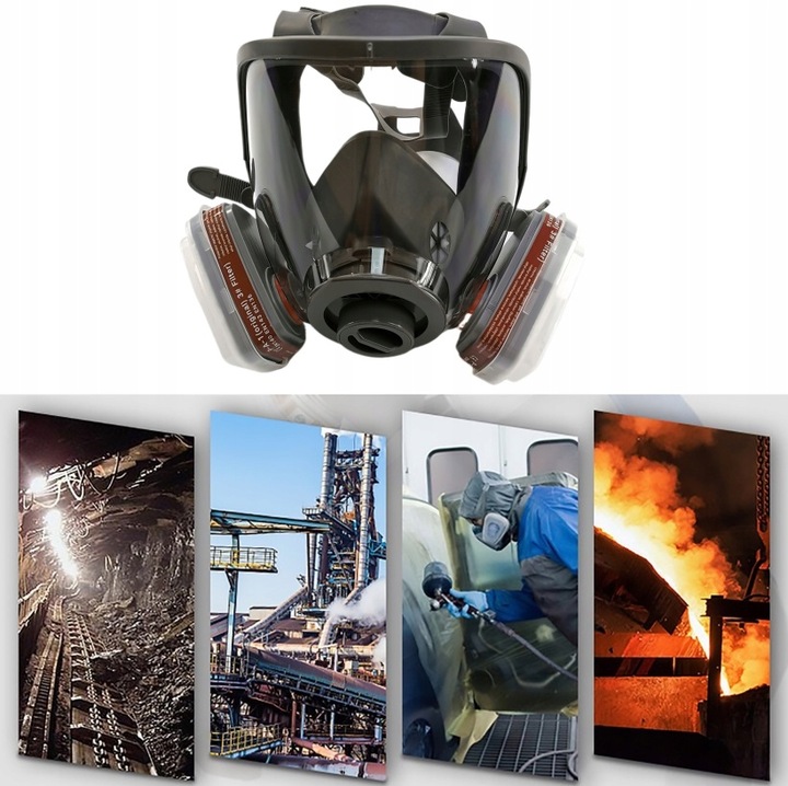 MASKA LAKIERNICZA PEŁNOTWARZOWA TYPu 3M 6800 GAZOWA CHEMICZNA FILTRY x10
