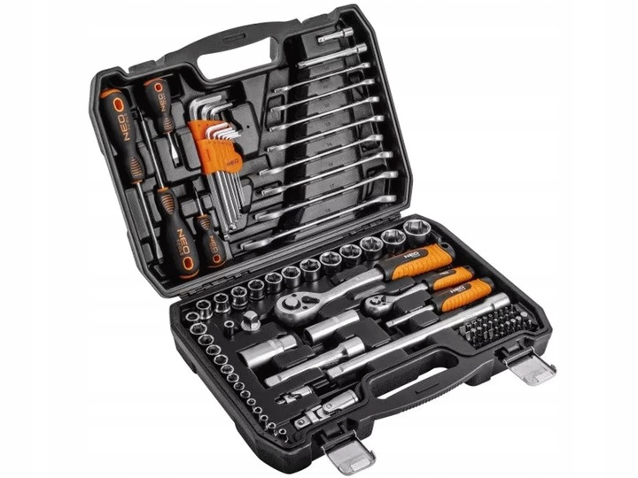 NEO Klucze nasadowe 1/4' 1/2' zestaw 100 szt. 10-206 TORX NASADKI WALIZKA