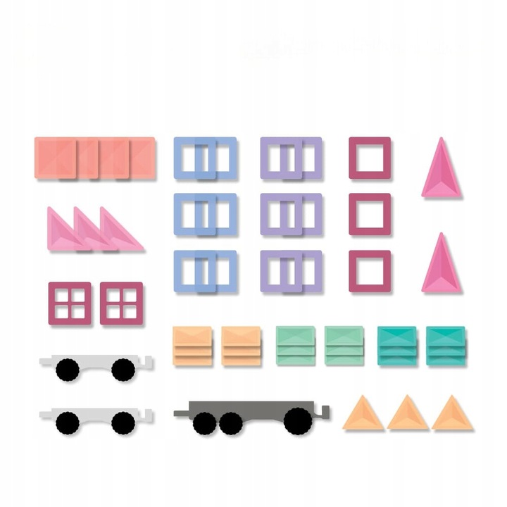 Connetix klocki magnetyczne pociąg Pastel Transport Pack 50 el.