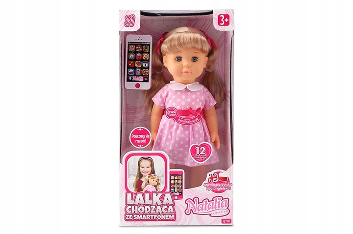 LALKA NATALIA CHODZĄCA ZE SMARTFONEM TABLET mówiąca po polsku MÓWI PL UCZY