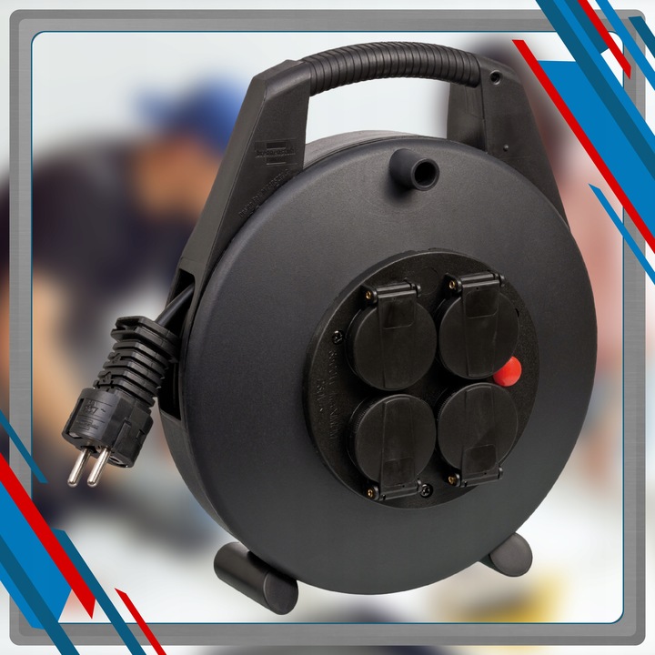 Przedłużacz bębnowy mini na bębnie 4 gniazda kabel 8 m Brennenstuhl