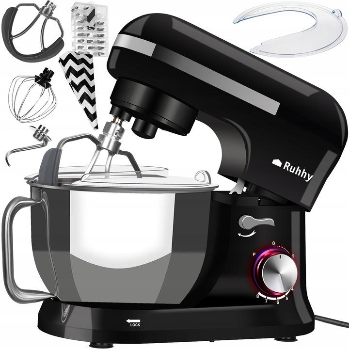 ROBOT KUCHENNY MIKSER PLANETARNY MISA 4,5L MOCNY 1700W CZARNY 3 MIESZADŁA