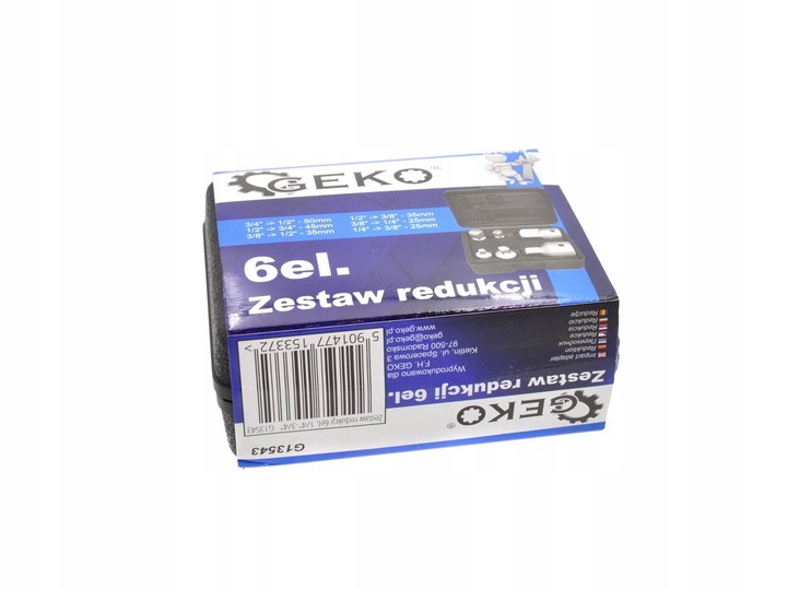 ZESTAW REDUKCJI CHROMOWANYCH NASADKI 1/4 1/2 3/4 3/8 6EL ADAPTERÓW G13543