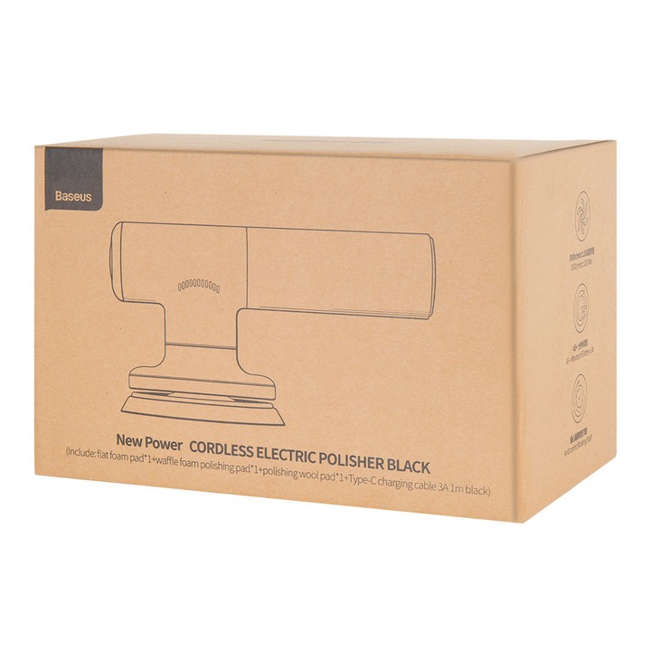 BASEUS POLERKA BEZPRZEWODOWA 30W DO SAMOCHODU MASZYNA POLERSKA DO KAROSERII