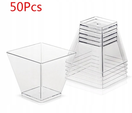 50XPucharki PIRAMIDA 60ml+łyżeczki 50szt NA PRZEKĄSKI POJEMNIKI NA DESERY