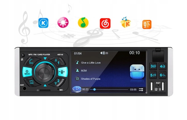 Radio Samochodowe 1DIN 4,1" BLUETOOTH USB AUX SD MIRROR LINK PILOT