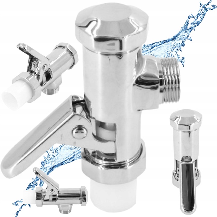 AUTOMAT SPŁUKUJĄCY 3/4" DN20 SPŁUCZKA ZAWÓR PRZYCISK WC CHROMOWANY SREBRNY