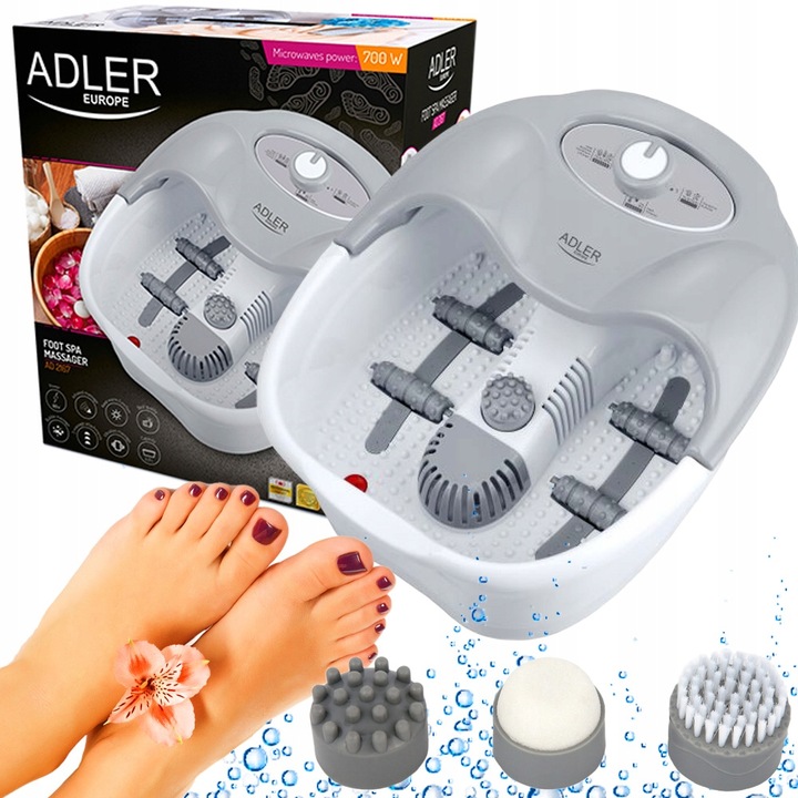 MASAŻER DO STÓP WODNY HYDROMASAŻER DO NÓG PODCZERWIEŃ 4 ROLKI 3 NASADKI