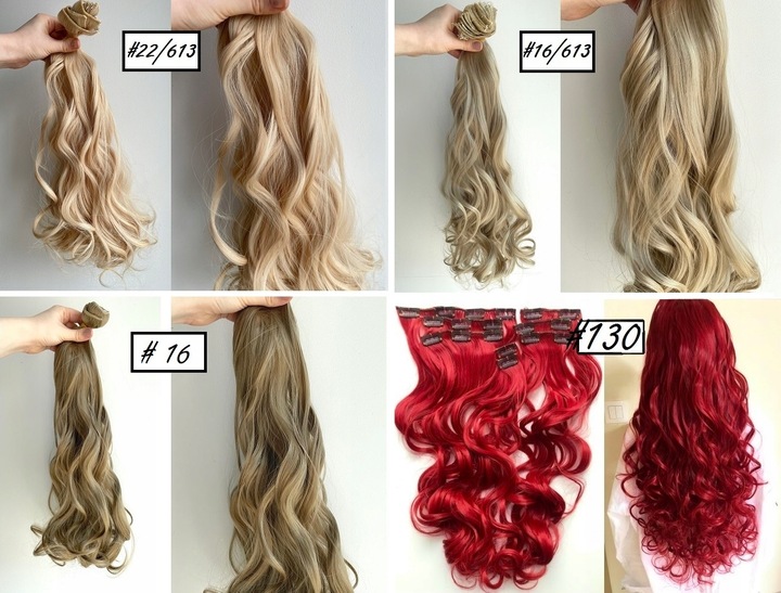 DOCZEPIANE WŁOSY ZESTAW Clip in Fale 7 PASM 160g