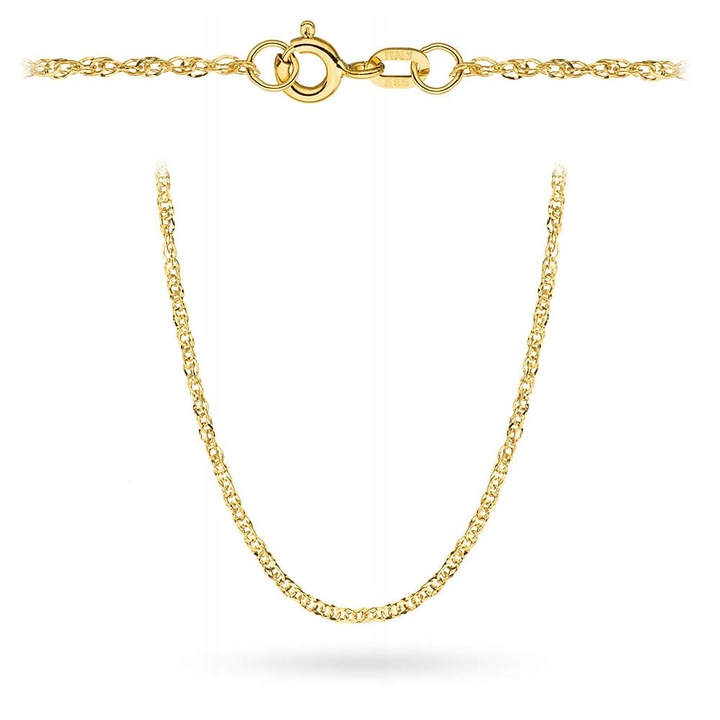Łańcuszek złoty 585 splot singapure podwójnie skręcony diamentowany 45 cm