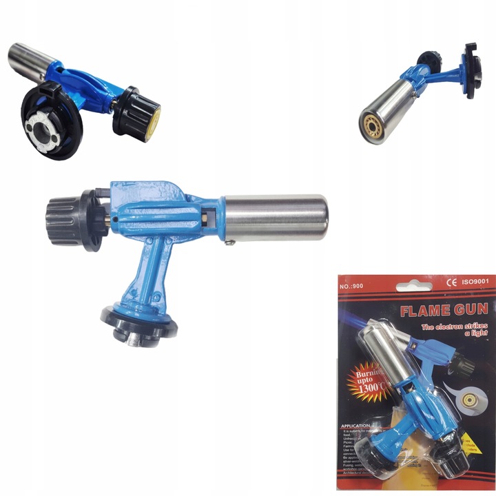 Palnik Gazowy STALOWY Opalarka Na Butlę + 2X Gaz Kartusz Ceramika Lutlampa