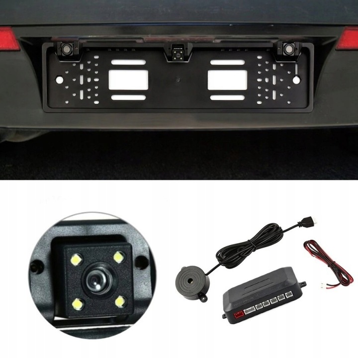 Kamera cofania i 2x czujniki parkowania w ramce