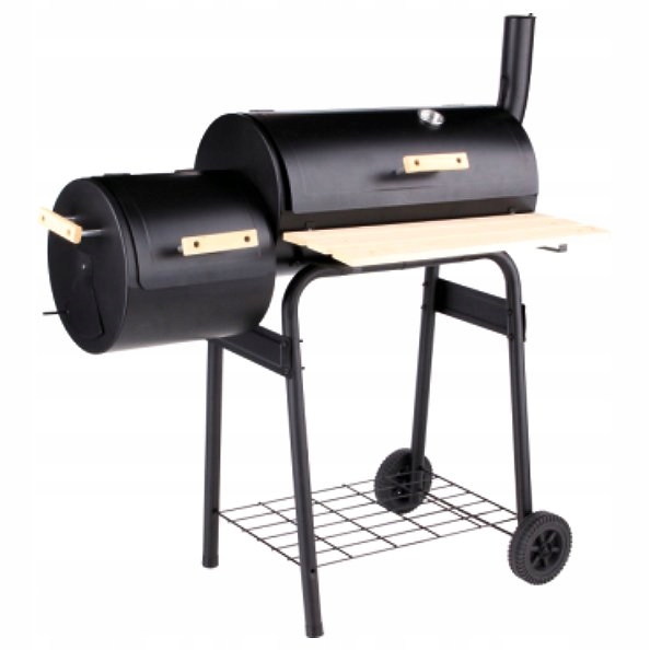 OGRODOWY GRILL WĘGLOWY STALOWY Z WĘDZARNIĄ RUSZT 60X30CM NA KÓŁKACH LUND