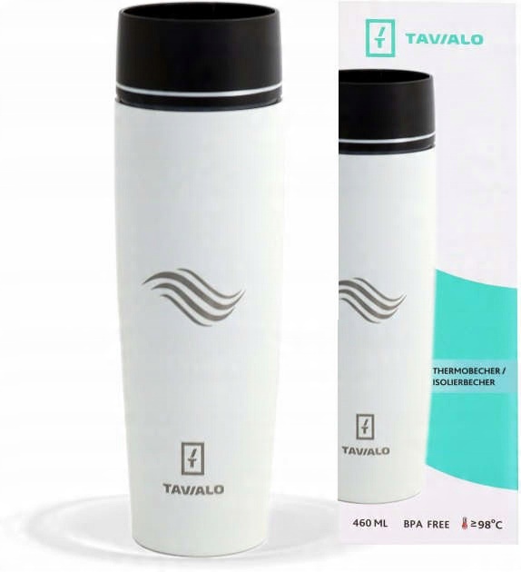 Kubek termiczny 460ml + 2 uszczelki silikon biały