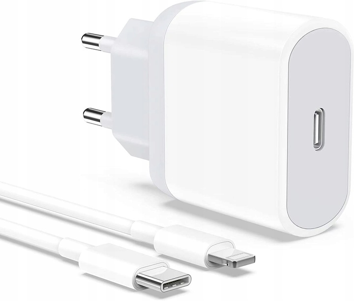 SZYBKA ŁADOWARKA DO IPHONE KOSTKA 20W + KABEL 1M / USB-C - IPHONE LIGHTING