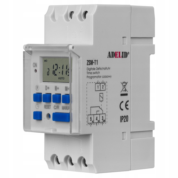 Timer programator czasowy tygodniowy na szynę TH35