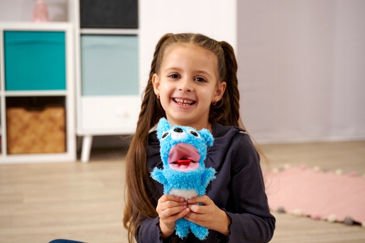 SCREAMERZ INTERAKTYWNA MASKOTKA ROZBAWIACZ NIEBIESKI MIŚ Z DŹWIĘKIEM 30 CM