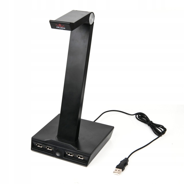 STOJAK UCHWYT NA SŁUCHAWKI LED RGB PODŚWIETLENIE HUB + 4x USB