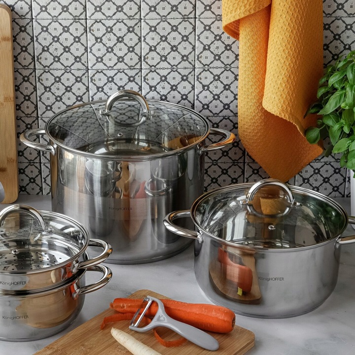 GARNEK INDUKCJA DUŻY Stalowy Pokrywka GASTRONOMICZNY Konighoffer Faro 21 l