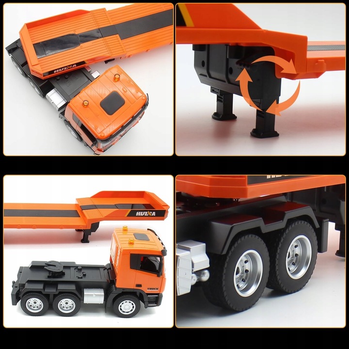 OGROMNA CIĘŻARÓWKA Z PRZYCZEPĄ SAMOCHÓD LAWETA KOPARKA RC 2x PILOT 1319