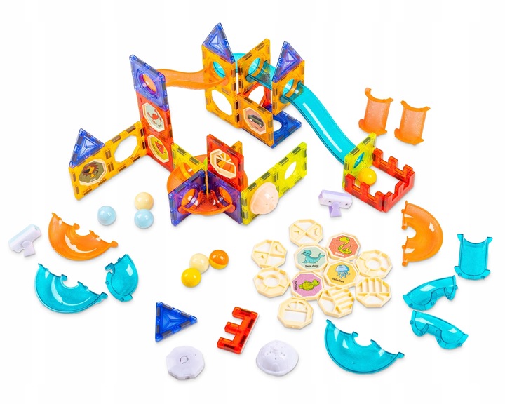 KLOCKI MAGNETYCZNE KONSTRUKCYJNE ŚWIECĄCY TOR PANELE 75 elementów