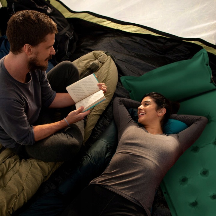 MATA SAMOPOMPUJĄCA KARIMATA DMUCHANA TREKKINGOWA Z PODUSZKĄ 193X68X3,5CM