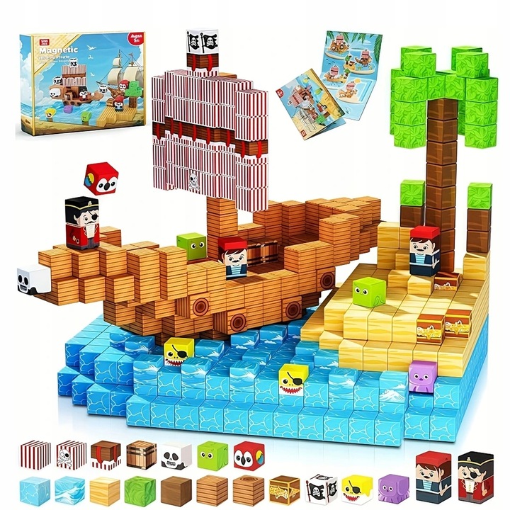 KLOCKI MAGNETYCZNE SZEŚCIANY DLA DZIECI 100 KLOCKÓW MODUŁY EDUKACYJNE STEM