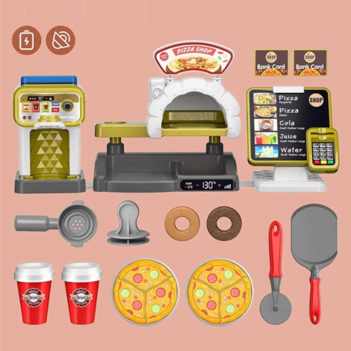 KASA SKLEPOWA INTERAKTYWNA PIZZERIA SKLEP DUŻY ZESTAW EKSPRES do KAWY WODA