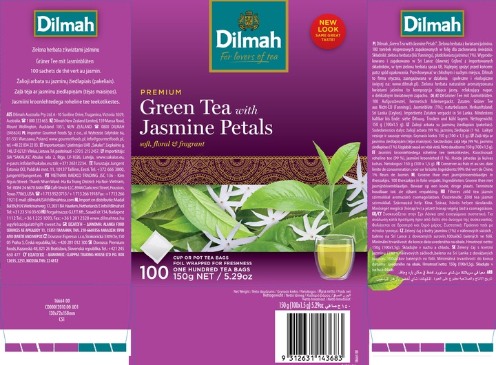 Dilmah Zielona herbata jaśminowa 100 x 1,5 g