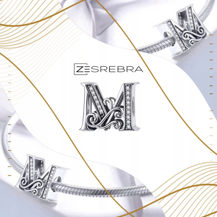 CHARMS LITERKA M srebro 925 litera srebrna koralik zawieszka charms pr S925