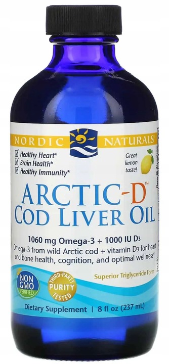 NORDIC Arctic-D COD LIVER OIL CYTRYNOWY TRAN 237m Olej z wątroby dorsza