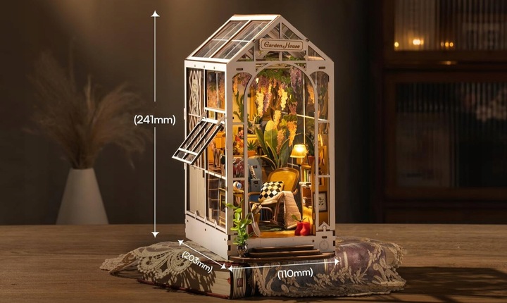 Domek dla Lalek Drewniany LED Piętrowy Retro Model do Złożenia DIY Meble