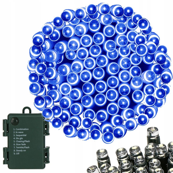 LAMPKI CHOINKOWE 100 LED 10m ZEWNĘTRZNE +TIMER IP44 8 FUNKCJI NA BATERIE