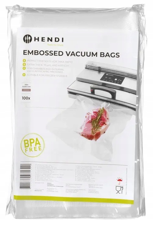 Worki moletowane do pakowarek listwowych i sous vide 150x250 mm, 100 szt.