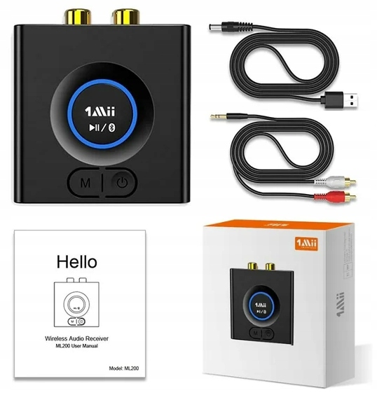 Odbiornik Audio Bluetooth 5.0 Jack 2 RCA Miilink 1Mii ML200 aptX Zasięg 50m