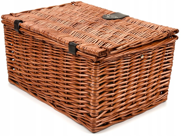 KOSZ PIKNIKOWY WIKLINOWY TALERZE SZTUĆCE 4 OSOBY