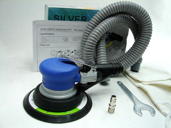 SZLIFIERKA OSCYLACYJNA PNEUMATYCZNA MIMOŚRODOWA 150mm Z WĘŻEM REGULACJA